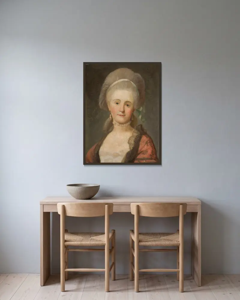 Porträtt av Anna Szaniawska, född Scypion, 1795 av Marcello Bacciarelli inramad på en vägg