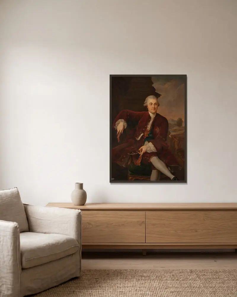 Porträtt av Kazimierz Poniatowski (1721–1800), kungens bror av Marcello Bacciarelli inramad på en vägg