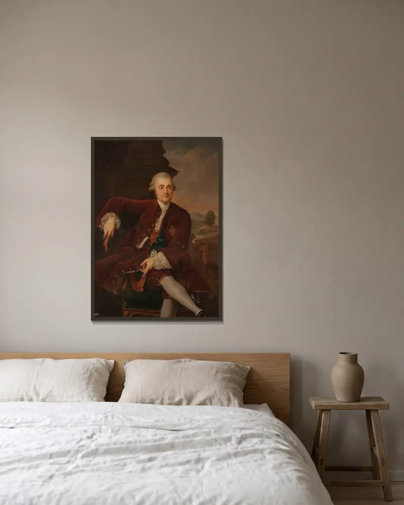 Porträtt av Kazimierz Poniatowski (1721–1800), kungens bror av Marcello Bacciarelli inramad på en vägg