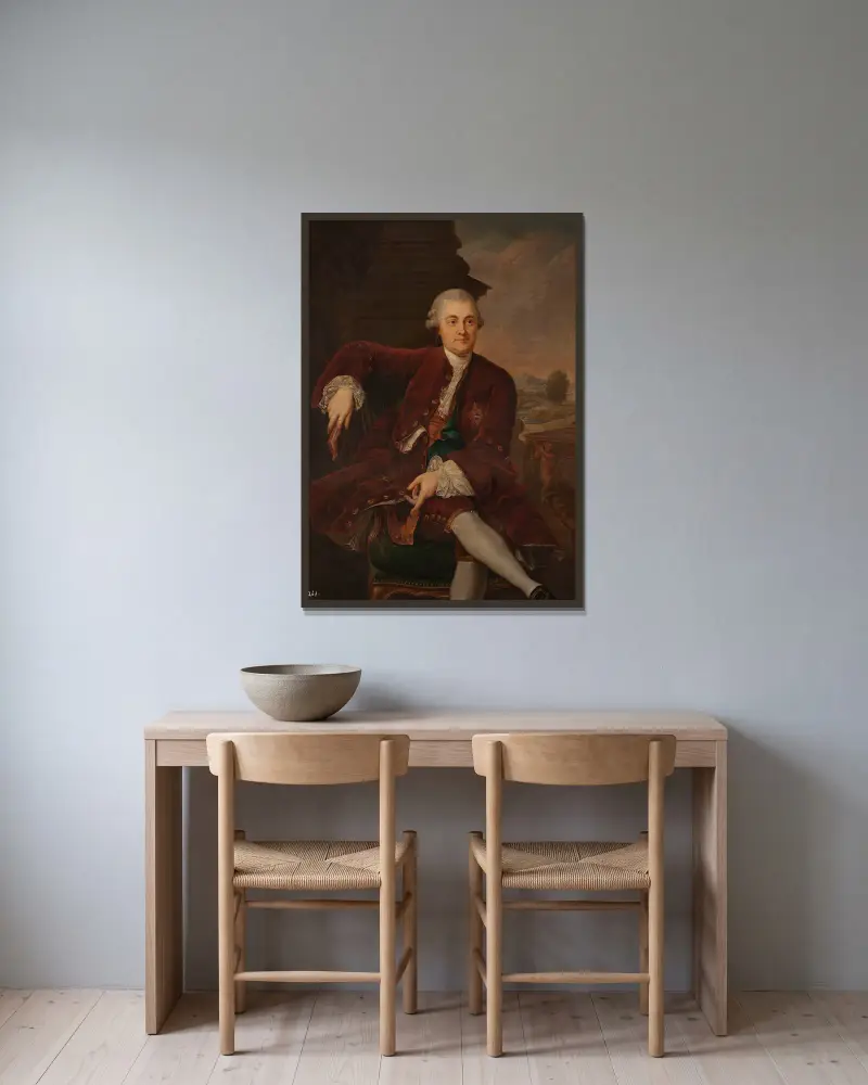 Porträtt av Kazimierz Poniatowski (1721–1800), kungens bror av Marcello Bacciarelli inramad på en vägg