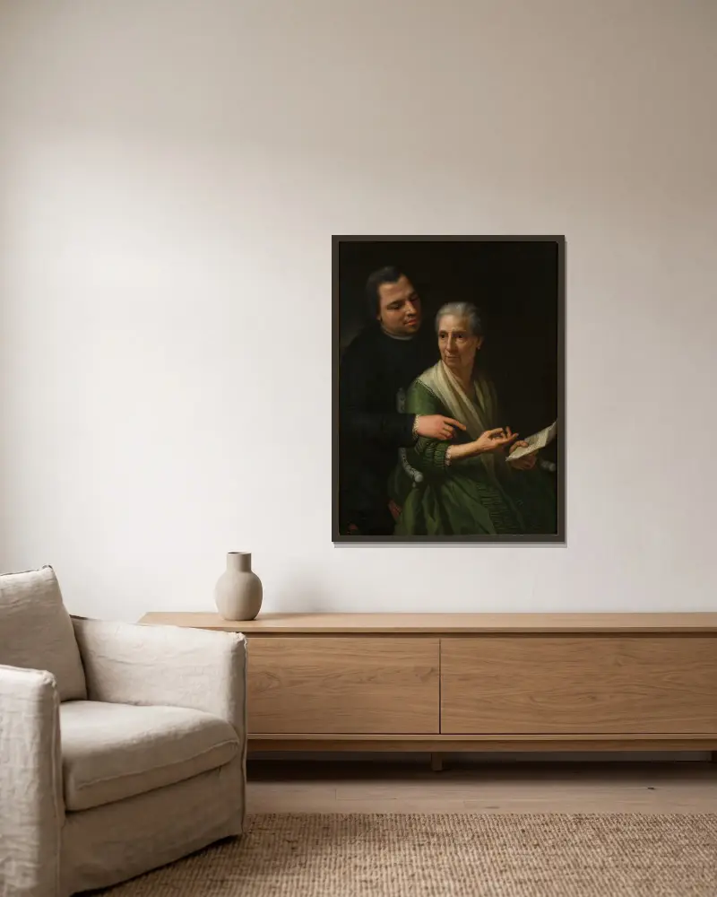 Porträt von Marcello Bacciarellis Mutter und Bruder von Marcello Bacciarelli gerahmt an einer Wand
