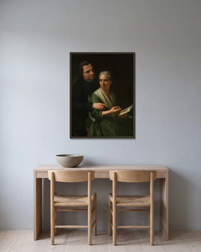 Porträt von Marcello Bacciarellis Mutter und Bruder von Marcello Bacciarelli gerahmt an einer Wand