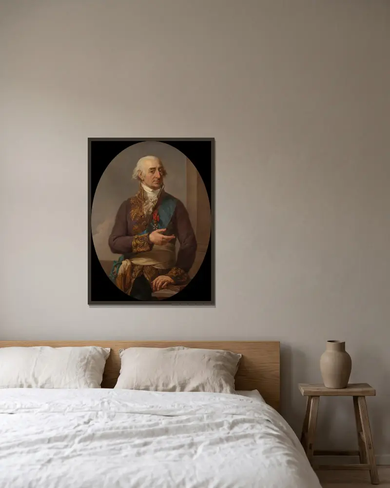 Porträt von Stanisław Małachowski (1736–1809), Marschall des Sejm – Nr. 2 von Marcello Bacciarelli gerahmt an einer Wand