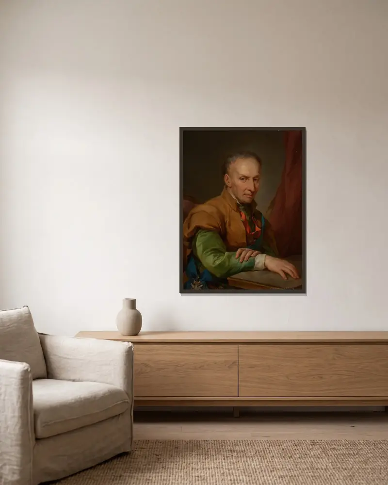 Porträtt av Walenty Sobolewski (1724–1800) eller Maciej Leon Sobolewski (1724–1804) av Marcello Bacciarelli inramad på en vägg