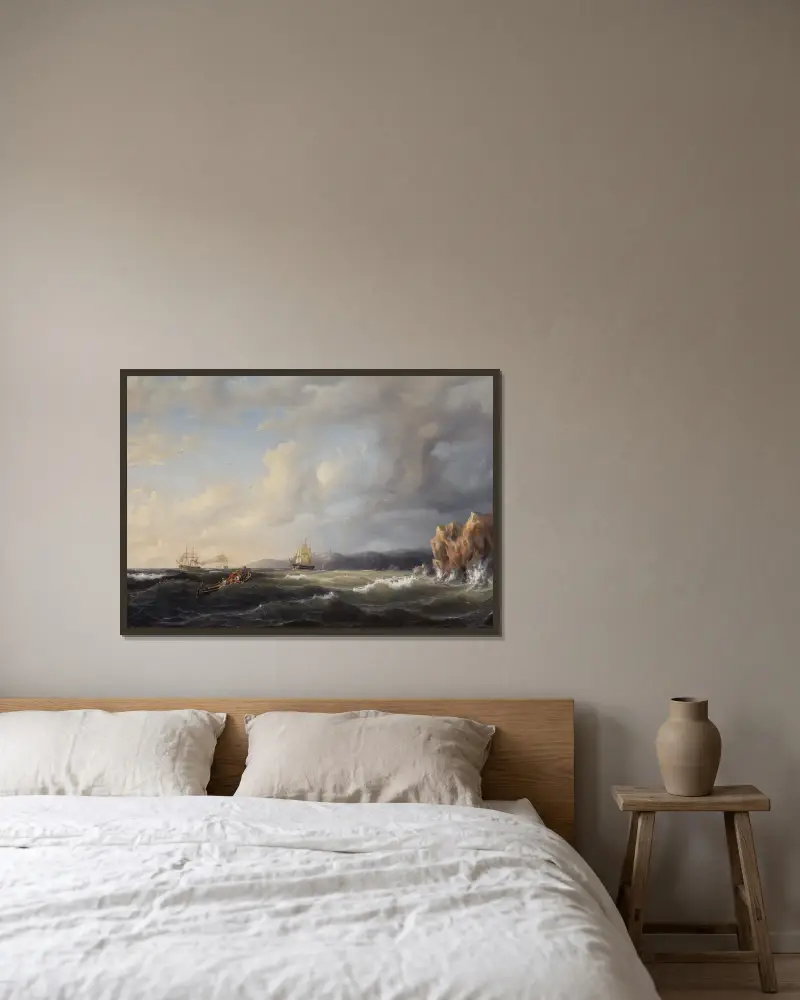 Bark vor dem Wind bei Kullaberg von Marcus Larson gerahmt an einer Wand
