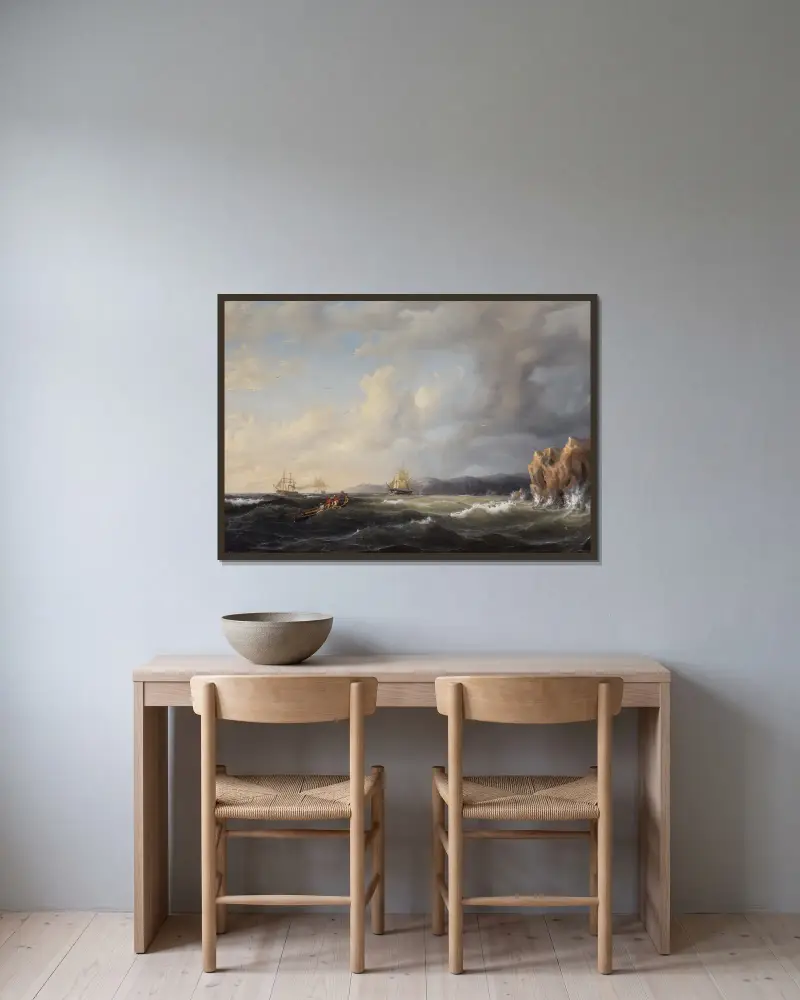 Bark vor dem Wind bei Kullaberg von Marcus Larson gerahmt an einer Wand