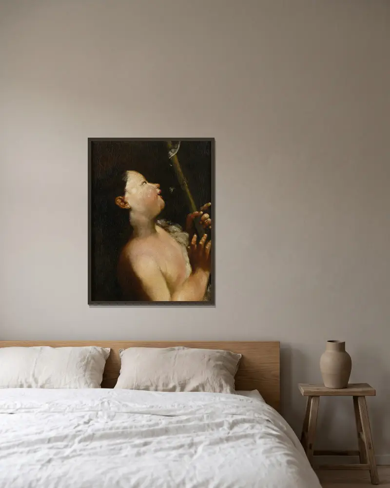 Der junge Johannes der Täufer von Giuseppe Maria Crespi gerahmt an einer Wand