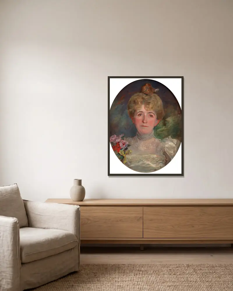 Bildnis von Louise Langlois Quiveron von Marie Bracquemond gerahmt an einer Wand