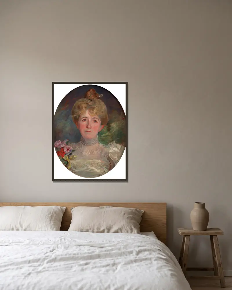 Bildnis von Louise Langlois Quiveron von Marie Bracquemond gerahmt an einer Wand