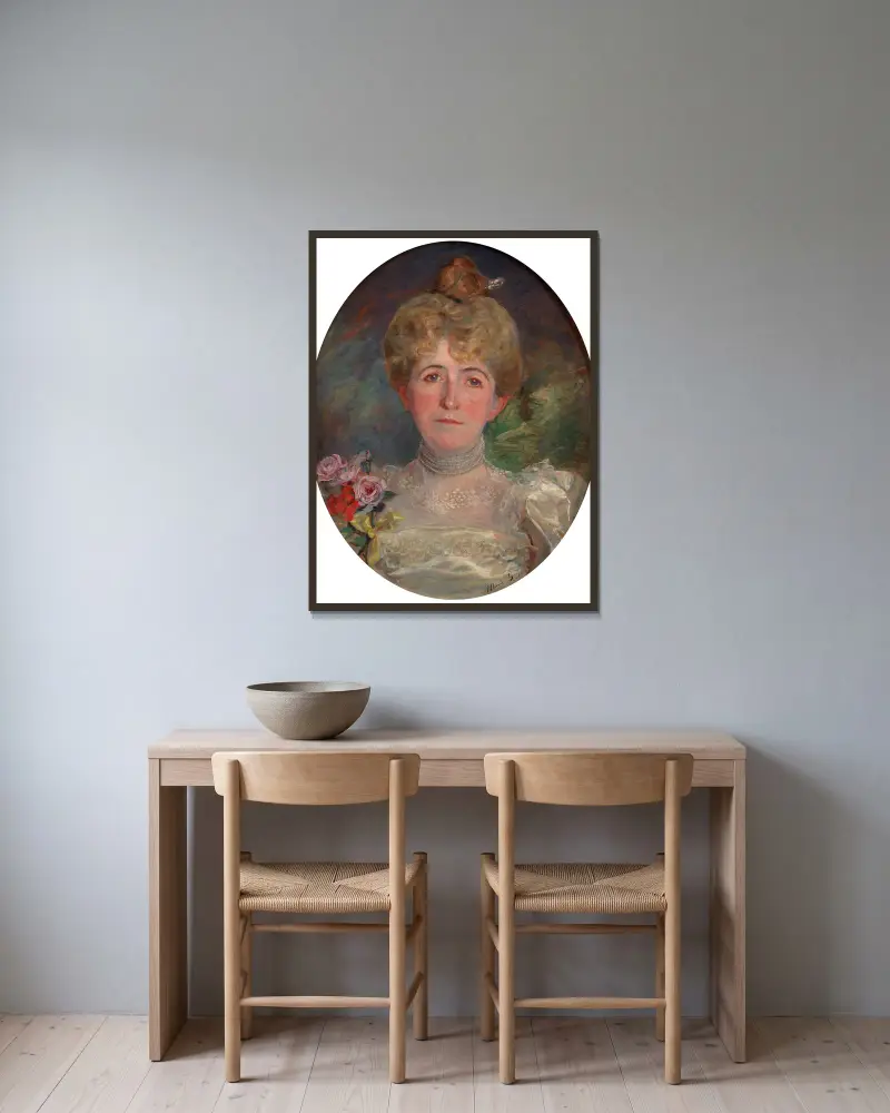 Bildnis von Louise Langlois Quiveron von Marie Bracquemond gerahmt an einer Wand