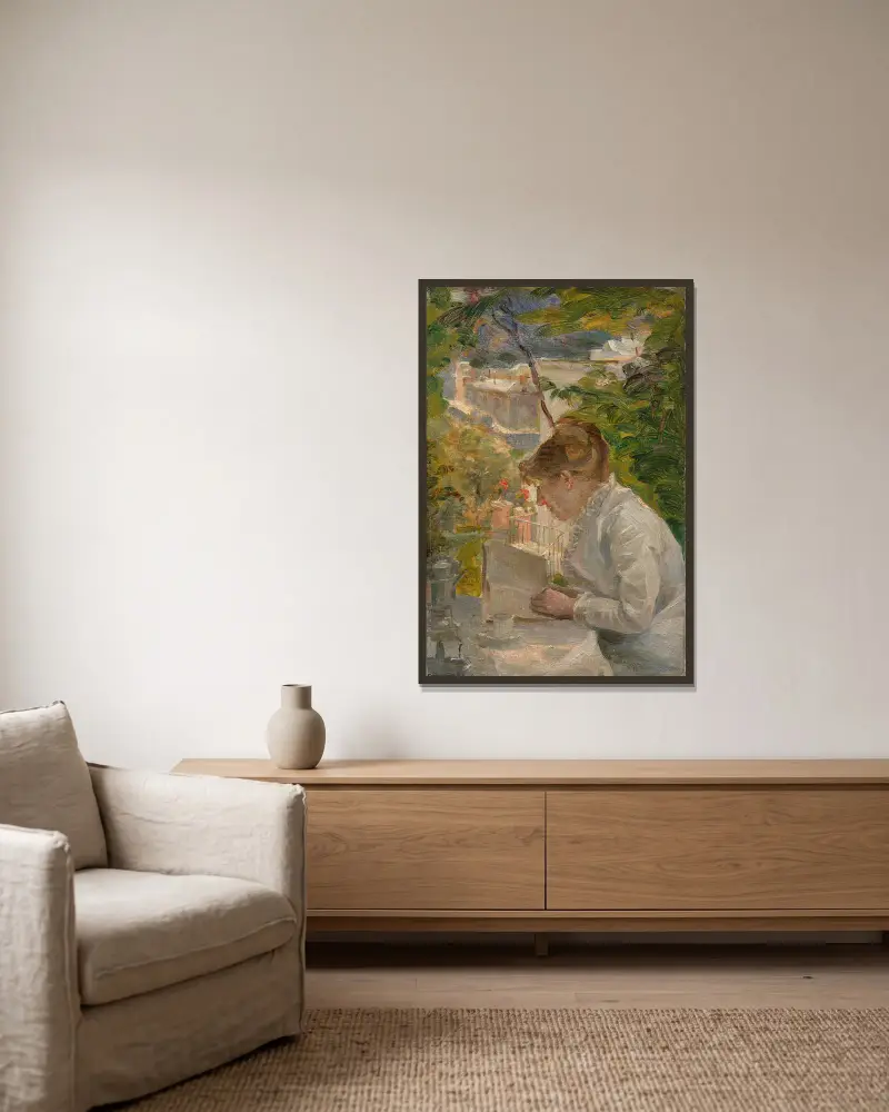 Studie k obrazu „La Tasse de café“, Marie Bracquemond v rámu na stěně
