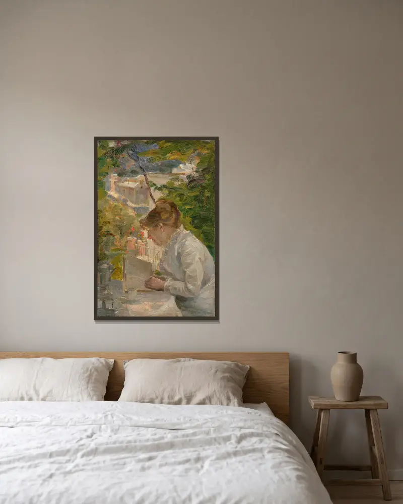 Studie k obrazu „La Tasse de café“, Marie Bracquemond v rámu na stěně