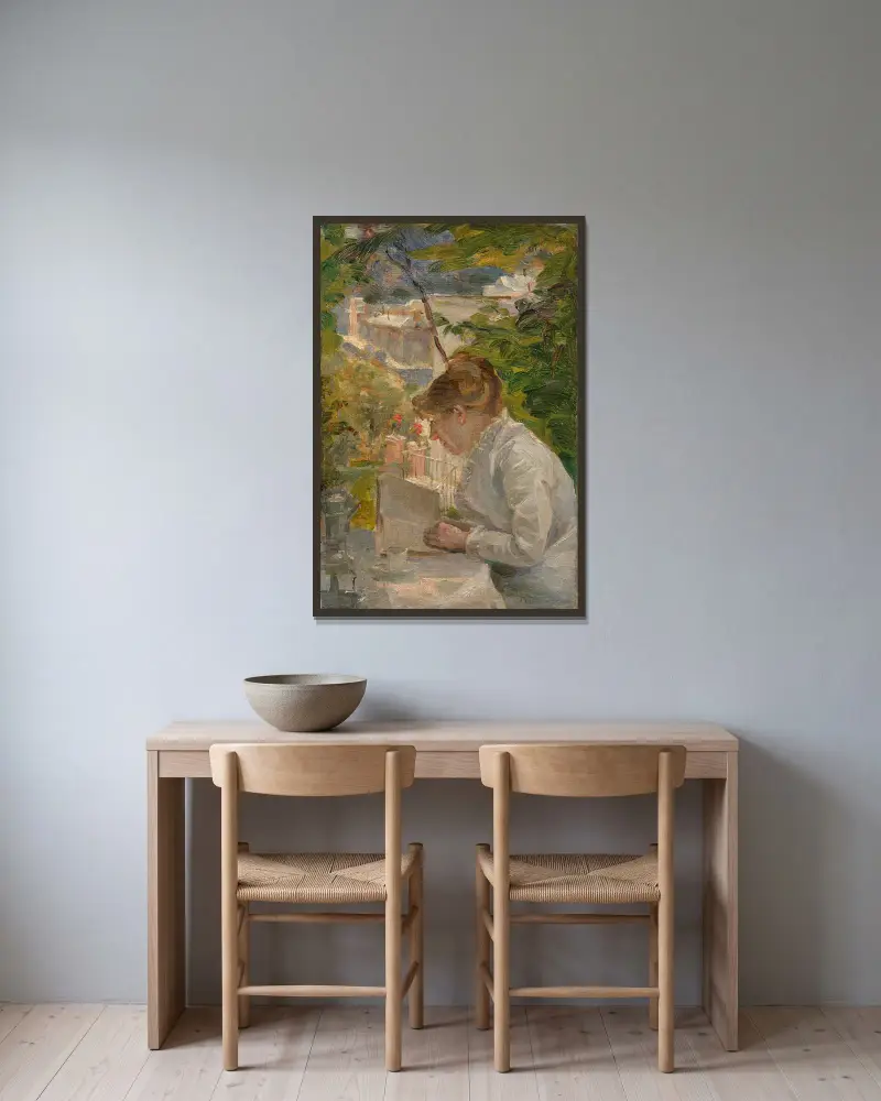Studie k obrazu „La Tasse de café“, Marie Bracquemond v rámu na stěně