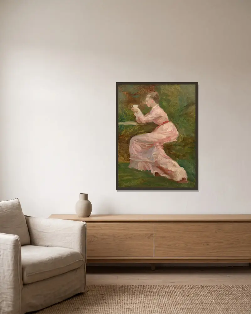 Studie für ’La vue de Divonne’ von Marie Bracquemond gerahmt an einer Wand