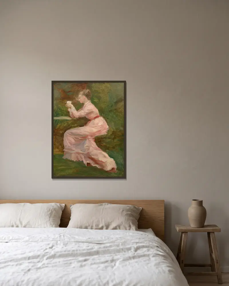Studie für ’La vue de Divonne’ von Marie Bracquemond gerahmt an einer Wand
