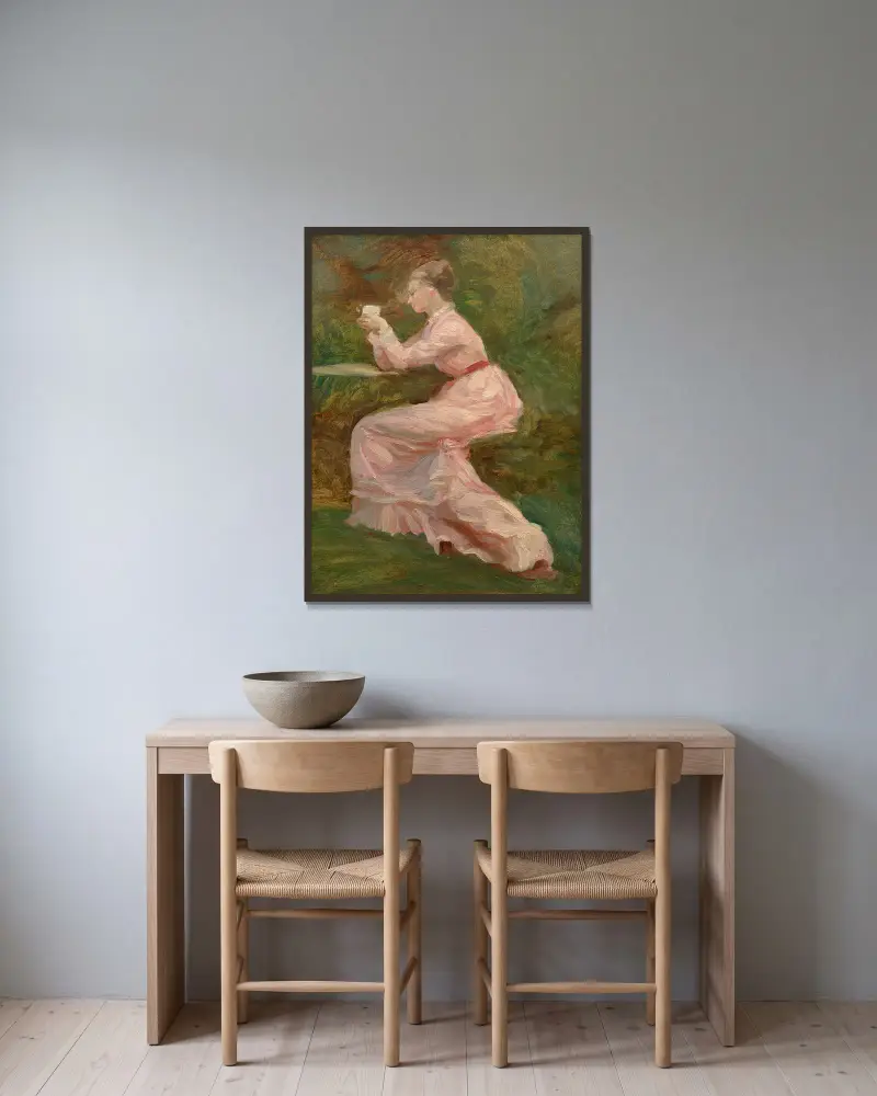 Studie für ’La vue de Divonne’ von Marie Bracquemond gerahmt an einer Wand