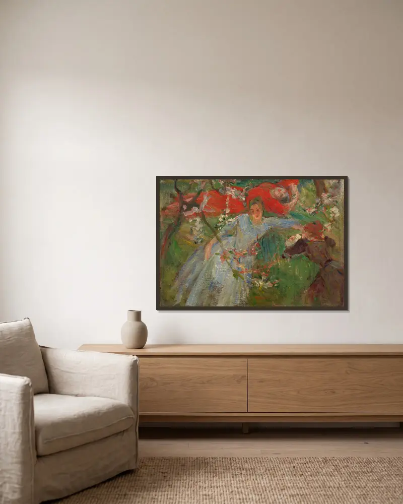 Drei Frauen auf der Wiese liegend von Marie Bracquemond gerahmt an einer Wand
