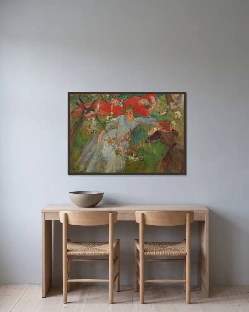 Drei Frauen auf der Wiese liegend von Marie Bracquemond gerahmt an einer Wand