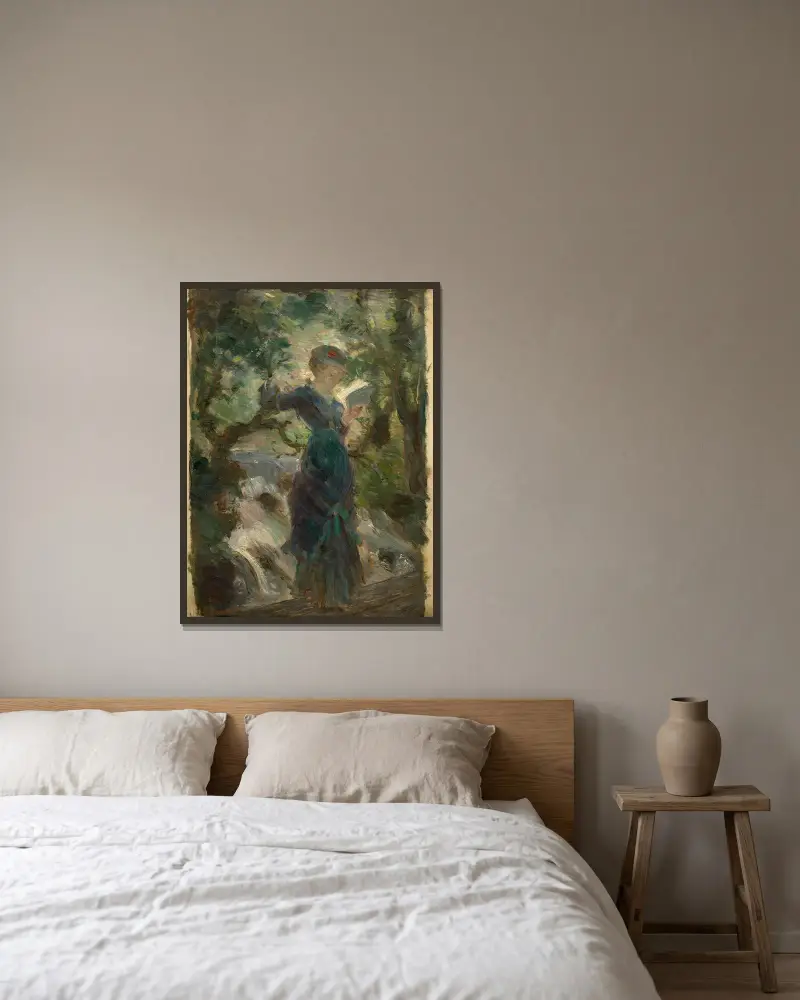 Junge Dame beim Lesen von Marie Bracquemond gerahmt an einer Wand