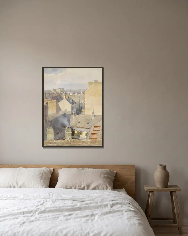 Widok z atelier przy Klagbaumgasse w Wiedniu, Marie Egner w ramie na ścianie