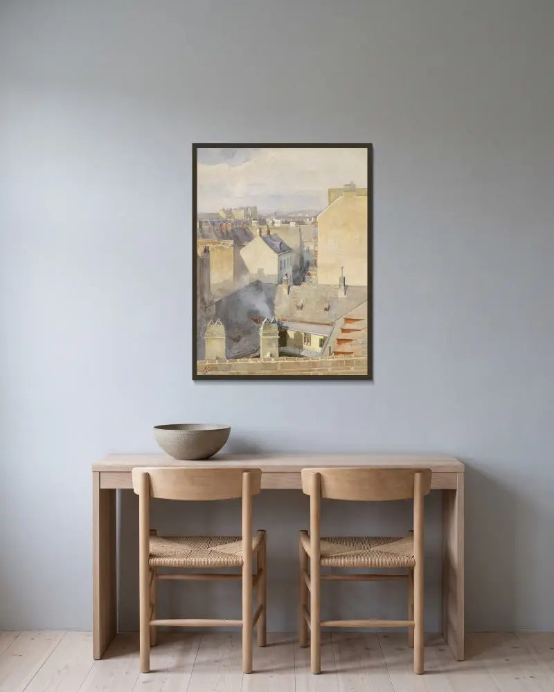 Widok z atelier przy Klagbaumgasse w Wiedniu, Marie Egner w ramie na ścianie