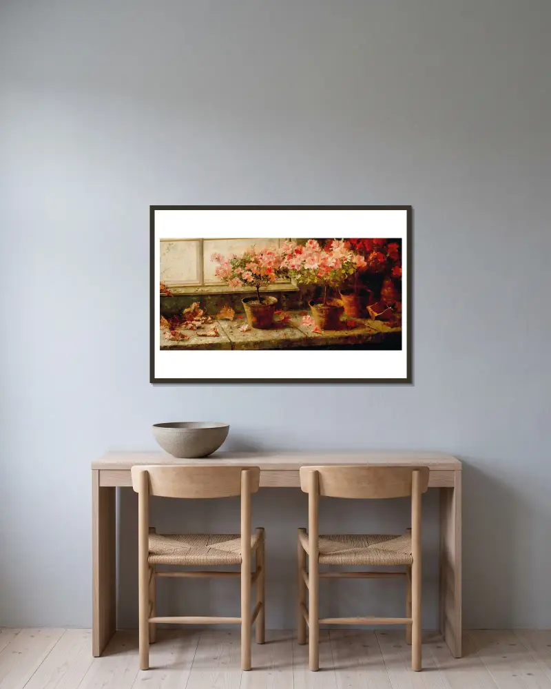 Flowering Azaleas av Marie Egner inramad på en vägg
