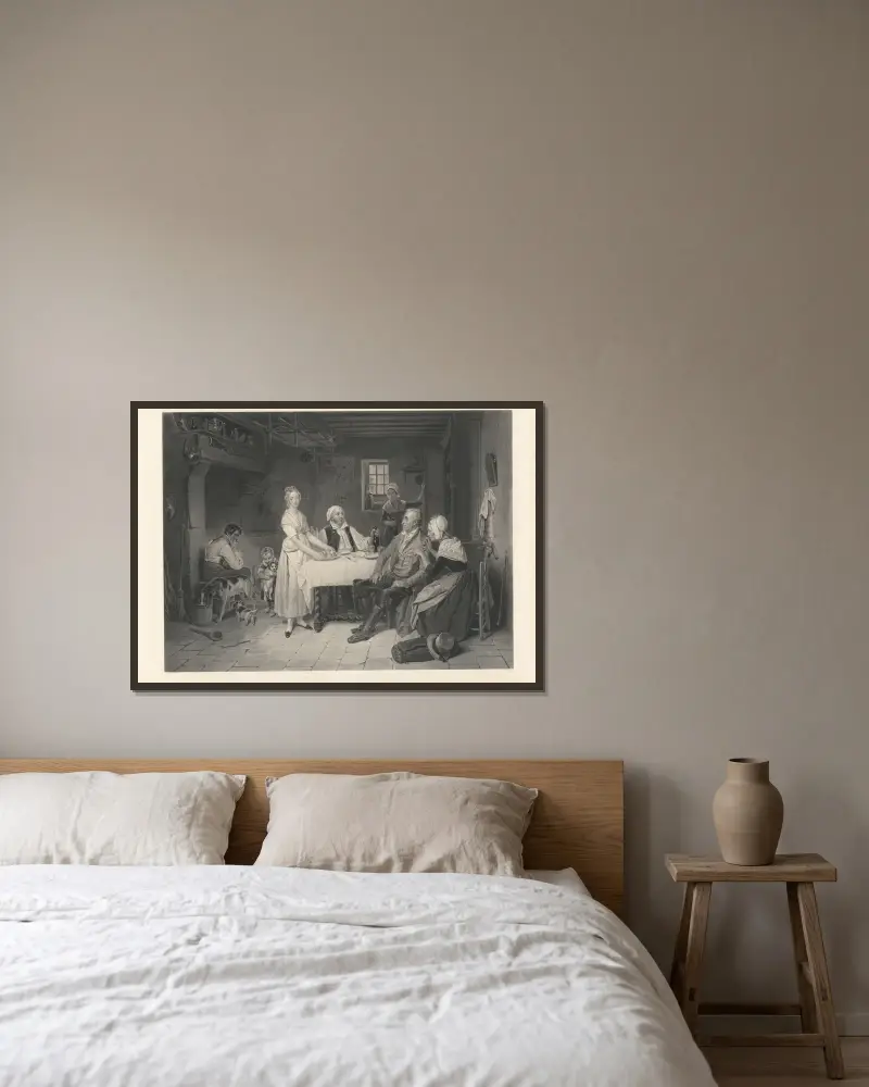 Die Werbung von Jean-Pierre-Marie Jazet gerahmt an einer Wand