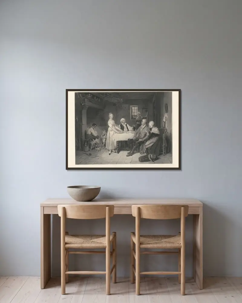 Die Werbung von Jean-Pierre-Marie Jazet gerahmt an einer Wand