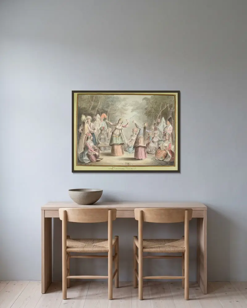 Türkische Tänzerinnen von François-Marie Rosset gerahmt an einer Wand
