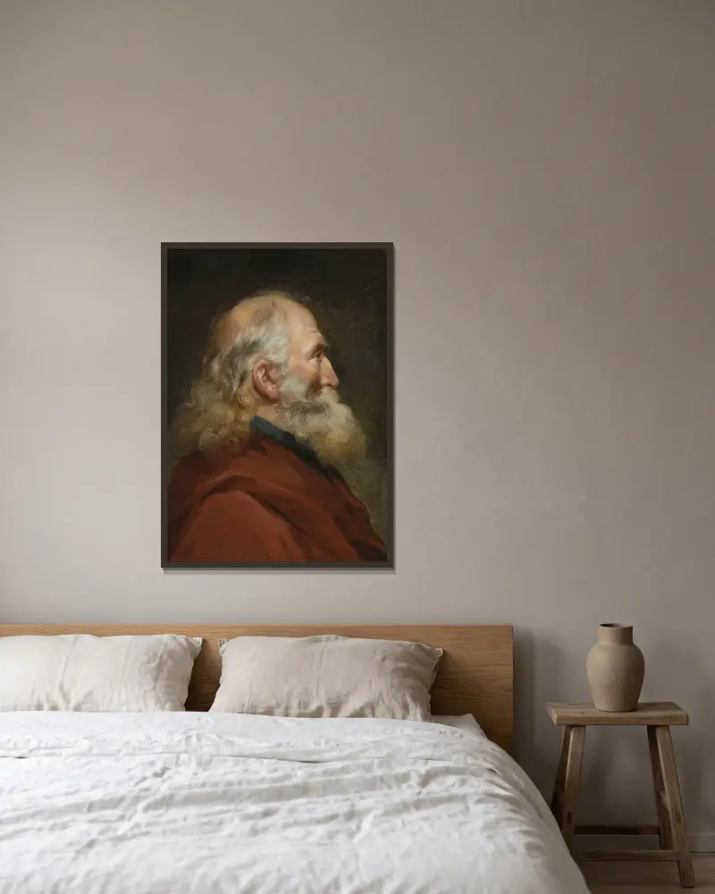 Kopfstudie eines bärtigen Mannes von Joseph-Marie Vien gerahmt an einer Wand