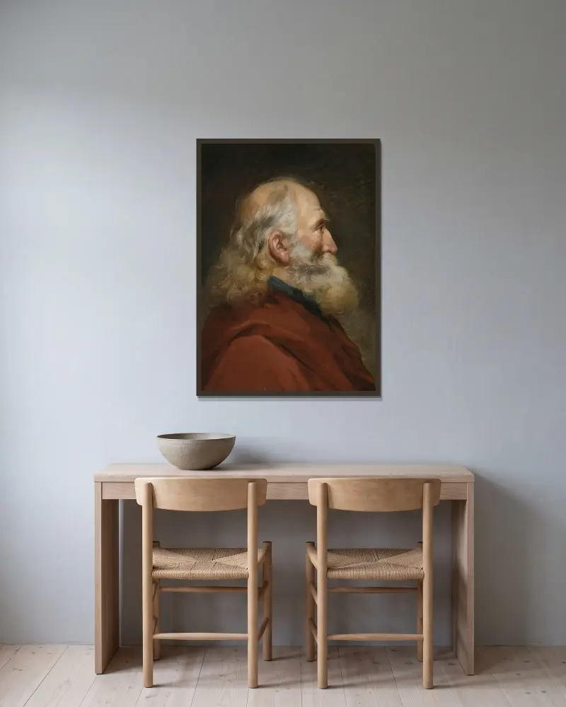 Kopfstudie eines bärtigen Mannes von Joseph-Marie Vien gerahmt an einer Wand