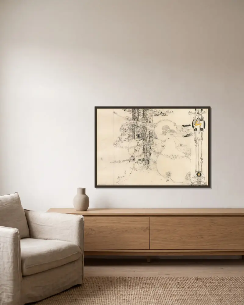 Das kleine Dienstmädchen und der weiße Hirsch von Jessie Marion King gerahmt an einer Wand