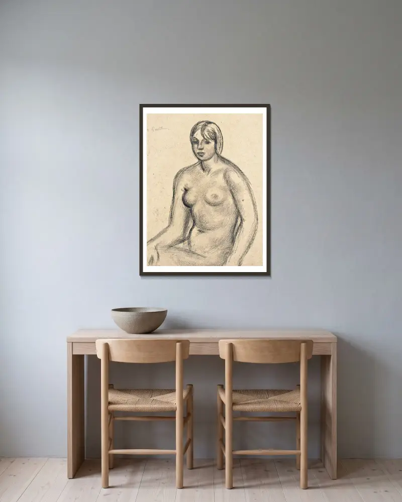 Weiblicher Akt von Mark Gertler gerahmt an einer Wand