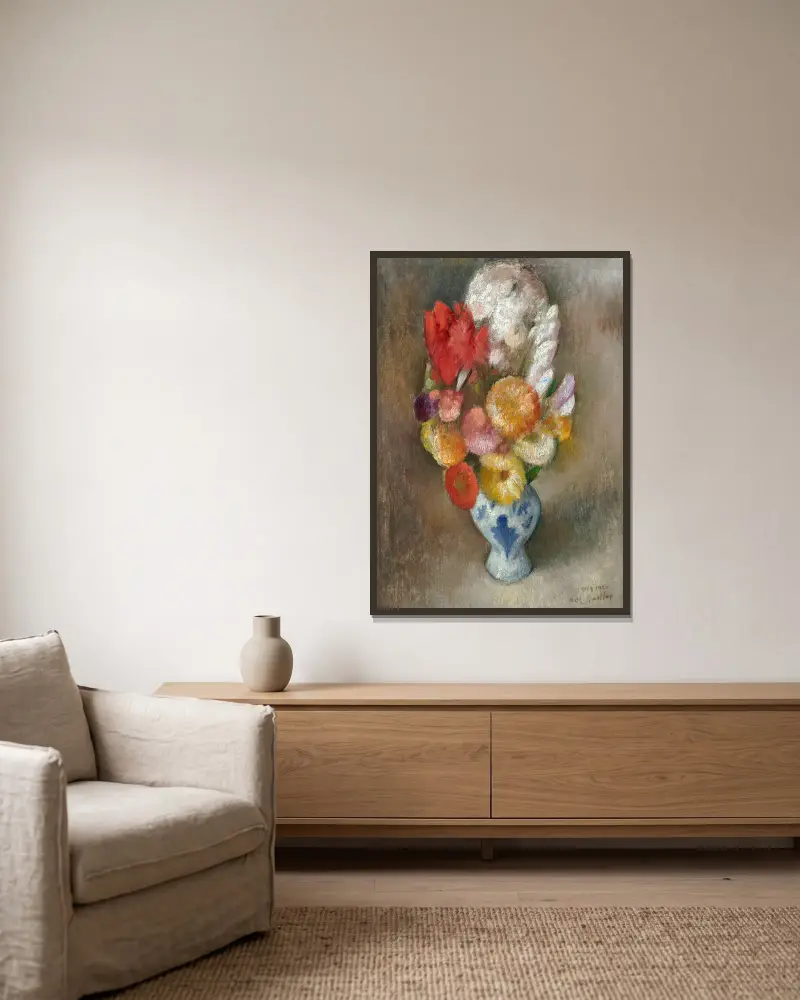 Blumen in einer Vase von Mark Gertler gerahmt an einer Wand