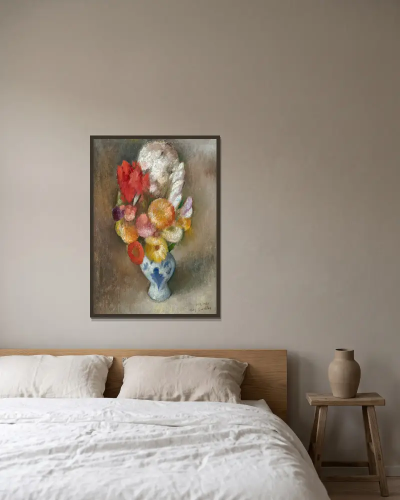 Blumen in einer Vase von Mark Gertler gerahmt an einer Wand