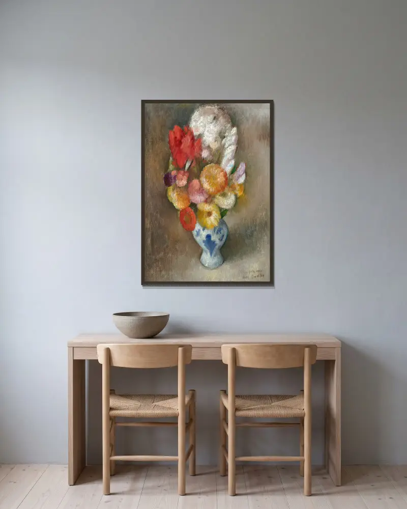 Blumen in einer Vase von Mark Gertler gerahmt an einer Wand