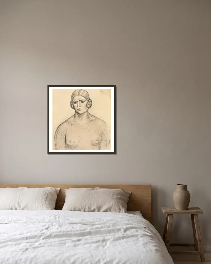 Bildnis einer Frau von Mark Gertler gerahmt an einer Wand