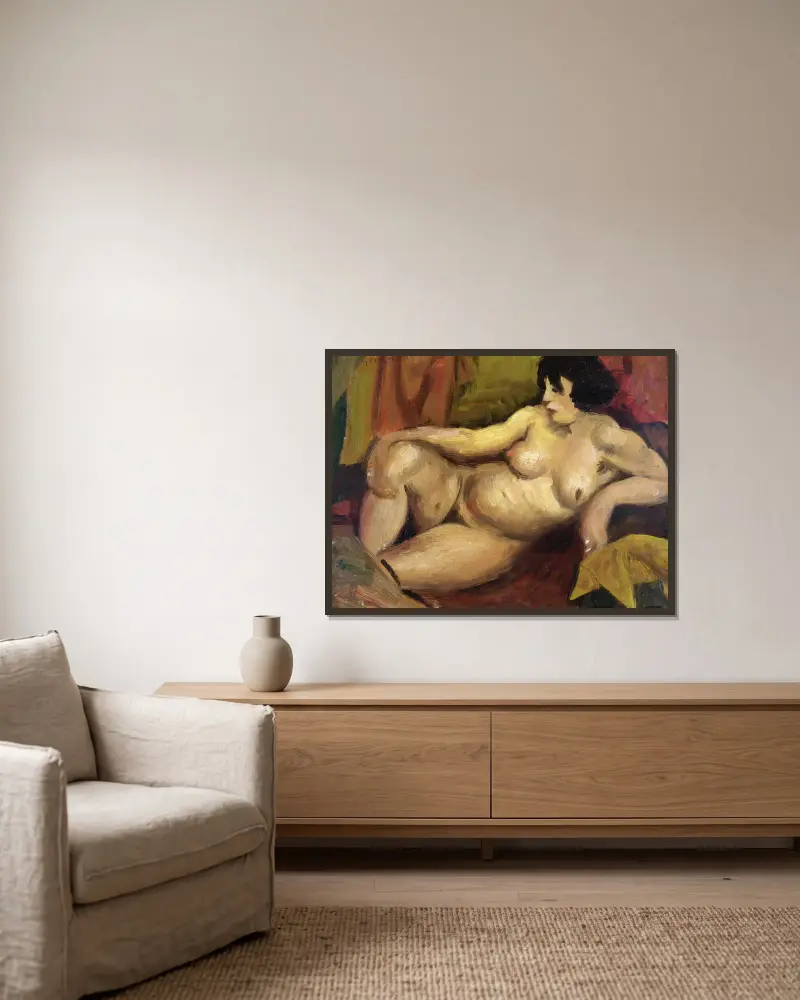 Liegender Akt, 1922 von Mark Gertler gerahmt an einer Wand
