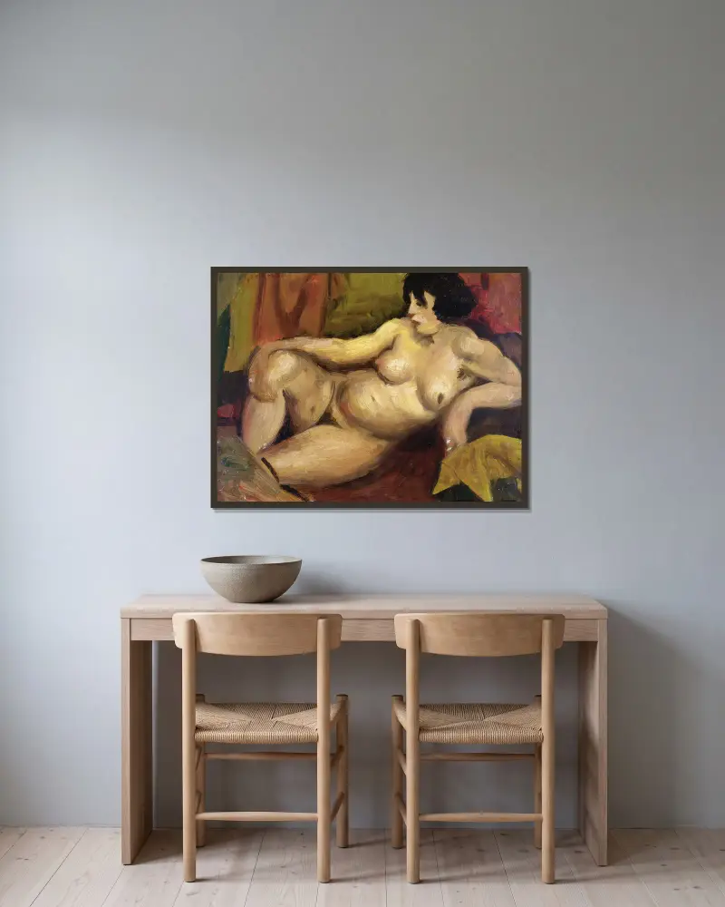Liegender Akt, 1922 von Mark Gertler gerahmt an einer Wand