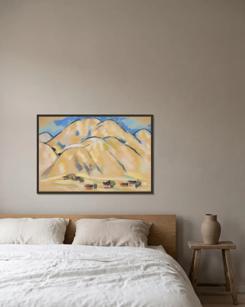 New Mexico Hills av Marsden Hartley inramad på en vägg