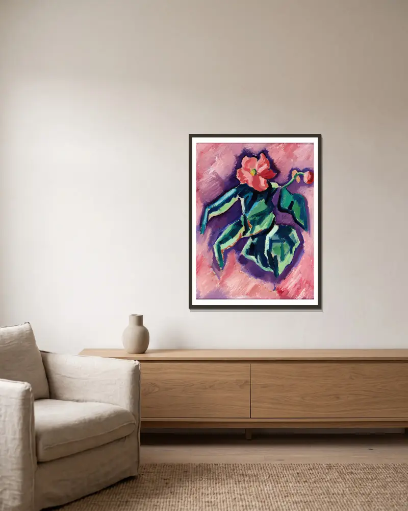 Pink Begonias av Marsden Hartley inramad på en vägg