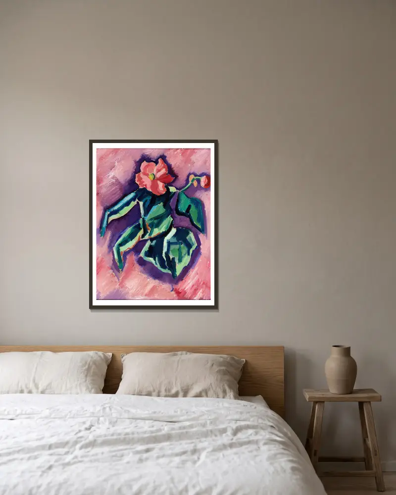 Pink Begonias av Marsden Hartley inramad på en vägg
