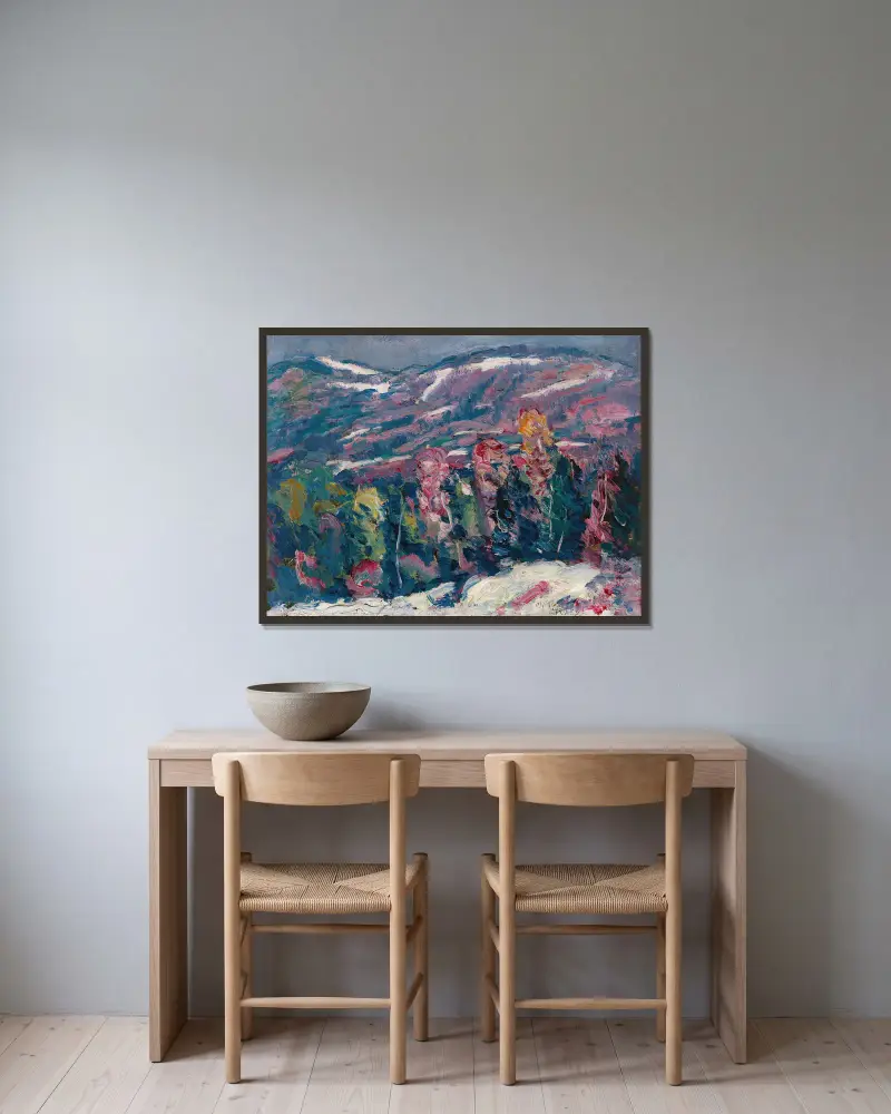 Vintersång av Marsden Hartley inramad på en vägg
