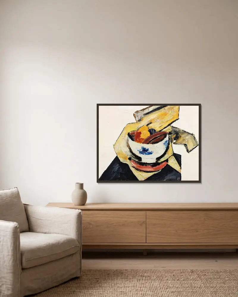 Stillleben mit weißer Schale von Marsden Hartley gerahmt an einer Wand