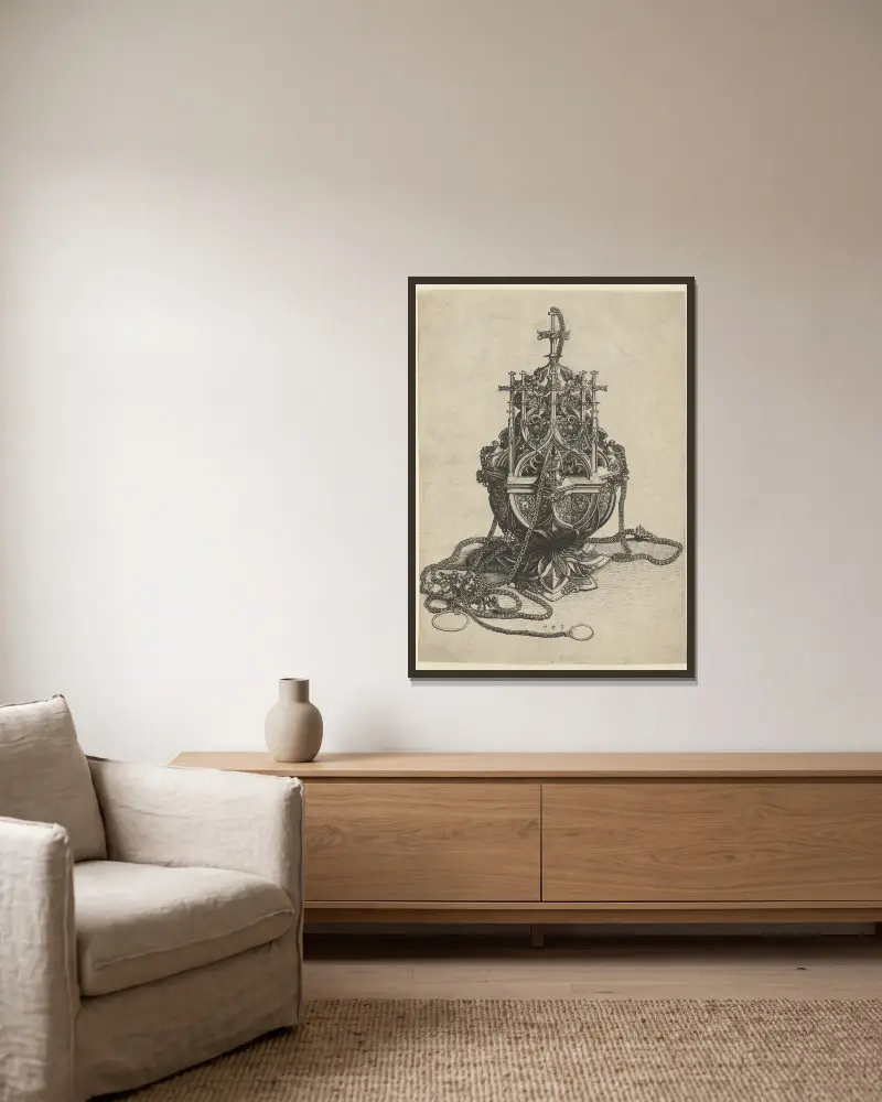 A Censer av Martin Schongauer inramad på en vägg