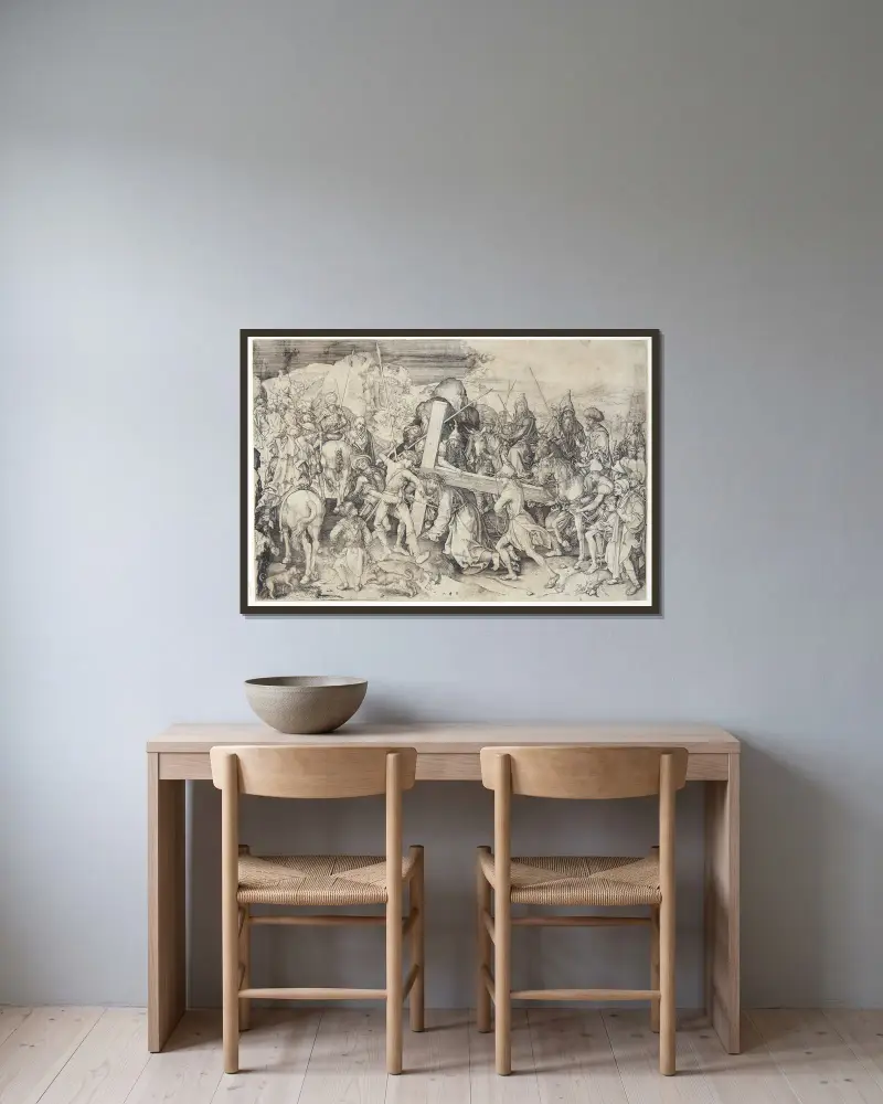 Den store korsvandring av Martin Schongauer inramad på en vägg