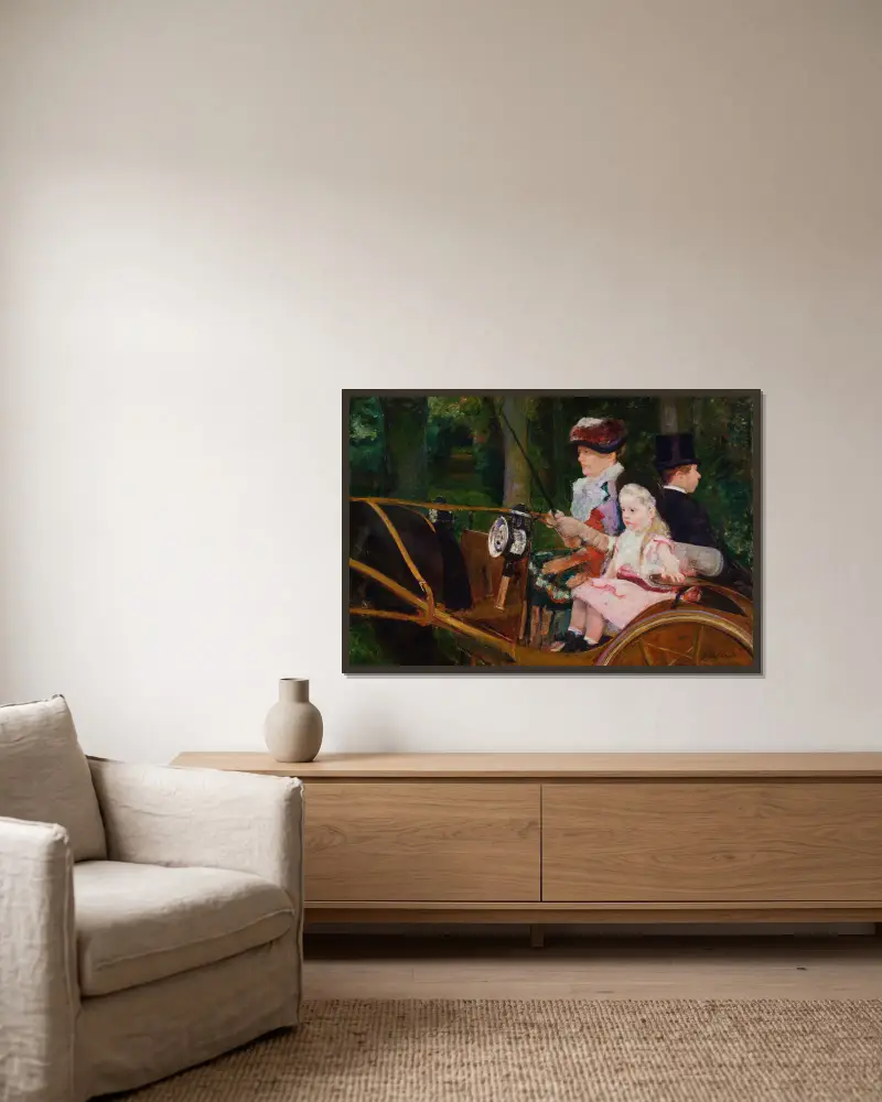 En kvinna och en flicka som kör av Mary Cassatt inramad på en vägg