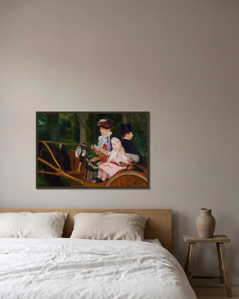 En kvinna och en flicka som kör av Mary Cassatt inramad på en vägg