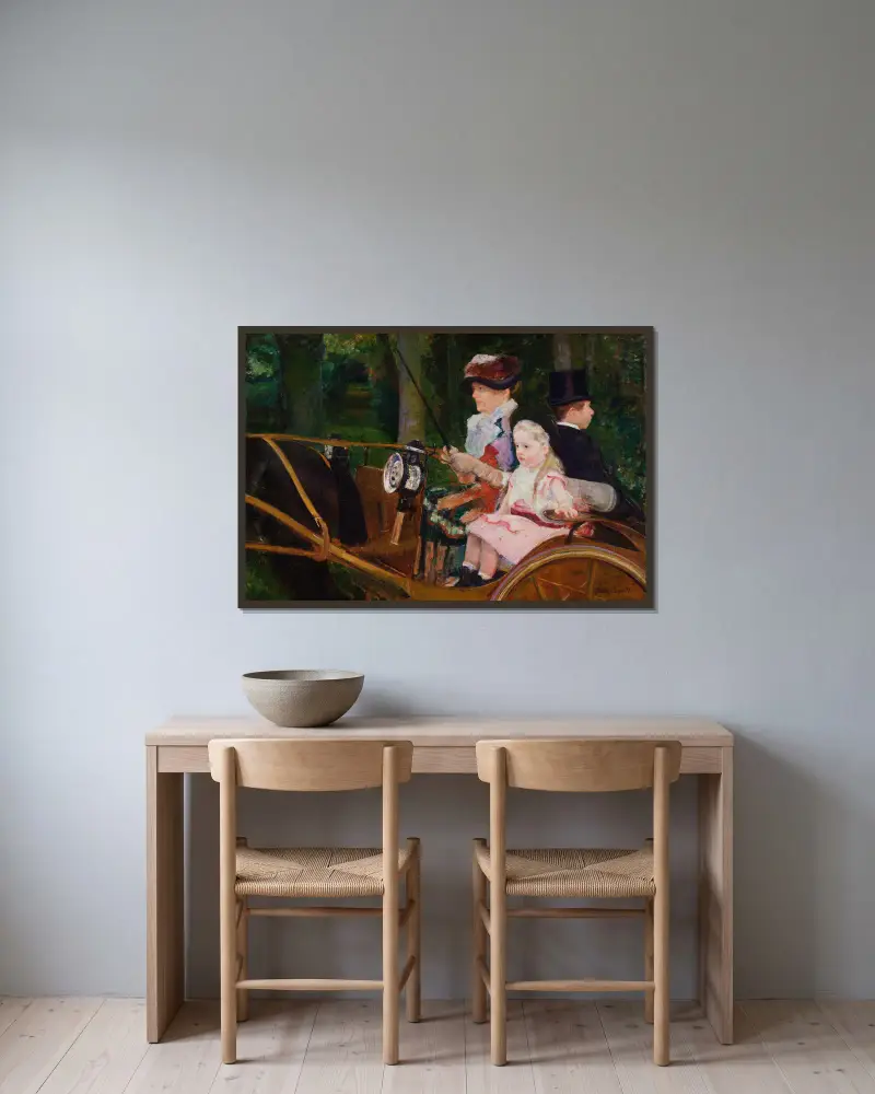 En kvinna och en flicka som kör av Mary Cassatt inramad på en vägg