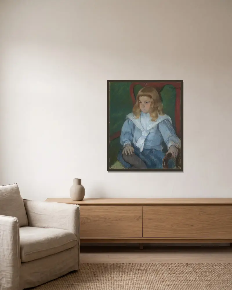 Junge mit goldenen Locken von Mary Cassatt gerahmt an einer Wand